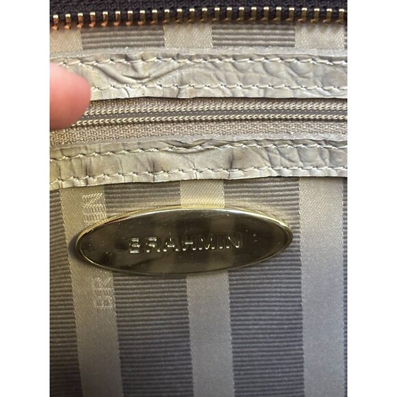 Brahmin Shoulder Purse In Bone & Brown Croc Embossed Leather - Picture 9 of 9